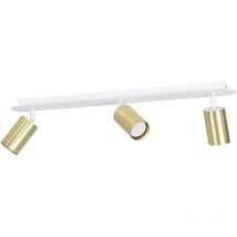 Plafoniera Spot Faretti Regolabili 3 Luci Zen a Cilindro In Acciaio Bianco e Oro