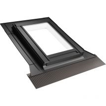 Finestra da tetto bianca in pvc apertura Bilico, Habitat Solid con Vetrata basso emissivo Certificata ce, Conversa per coperture piane (78x98 Base x