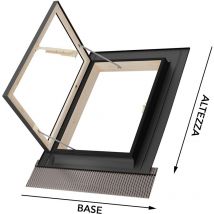 Finestre da Tetto, Lucernario Linea Best apertura Libro in Alluminio, Vetrata Security Antigrandine 4T-9-4T, Interno Legno Abete, ManigliE 4