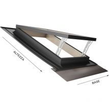 Emica Finestre da Tetto, Lucernario Linea Best apertura Vasistas in Alluminio, Vetrata Security Antigrandine 4T-9-4T, Interno Legno Abete, Maniglie 4