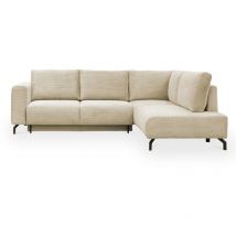 Mobilier Deco - emilia - Canapé d'angle convertible avec coffre en velours côtelé beige - Angle droit