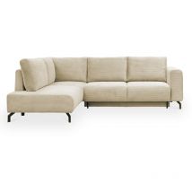 Mobilier Deco - emilia - Canapé d'angle convertible avec coffre en velours côtelé beige - Angle gauche