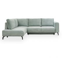 Mobilier Deco - emilia - Canapé d'angle convertible avec coffre en velours côtelé vert d'eau - Angle gauche