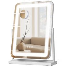Emitto - Hollywood Mirror Vanity Makeup Mirror with Lights 360°Rotation Tabletop