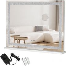 Emitto Tabletop Touch Crystal Vanity Mirror Makeup USB LED 80x62cm Large