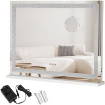 Emitto Tabletop Touch Crystal Vanity Mirror Makeup USB LED Medium 58x48cm