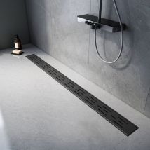 Emke - 2-in-1 Tile Insert Linear Floor Shower Drain with High Flow Capacity Odor Stop and Hair Strainer, 900mm Matte Black