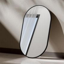 Emke - 60x100cm Oval Mirror Black Framed Hanging Mirror, Glass Wall Mirror for Bathroom, Living Room and Cloakroom Horizontal & Vertical