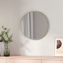 Bathroom Circle Mirror, Round Mirror for Glass Wall Mounted Makeup Mirror, Framed Wall Mirror 50cm Gold Round Mirror - Emke