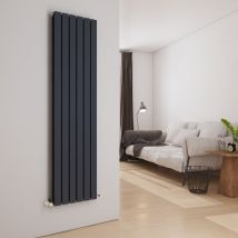 Emke - Anthracite Vertical Double Flat Panel Radiator Effortless Heating with Designer Radiator, 1800x450mm