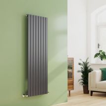 Emke - Anthracite Vertical Radiator High Thermal Conductivity for Bathroom/ Kitchen / Hotel, Single Flat Panel, 1600x600mm