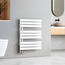 Emke - Badheizkörper Weiß Flach 762x600 mm, Handtuchwärmer Klein Handtuchtrockner, Panel Handtuchhalter Seitenanschluss für Wasser 479W