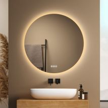 Badspiegel Antibeschlage Badezimmerspiegel Mit Beleuchtung 3 Lichtfarben Dimmbar,helligkeit Einstellbar,memory-funktion,energiesparend,80cm - Emke