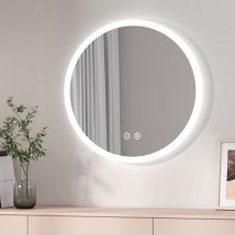 Badspiegel mit Beleuchtung Rund Badezimmerspiegel (ф70cm, Warmweißes/Kaltweißes/Neutrales Licht, Touch-Schalter, Beschlagfrei,