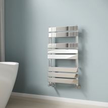Emke - Chrome Bathroom Flat Panel Heated Towel Rail Radiator Central Heating Towel Rails Radiator Ladder 800x450mm