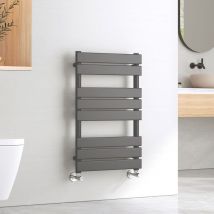 Emke - Central Heating Towel Rails Anthracite Flat Panel Heated Towel Rail Radiator Ladder for Bathroom Kitchen 800 x 500 mm