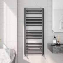 Heated Towel Rail Radiator Straight Central Heating Towel Rails Towel Warmer 1200x500mm Suitable for 6m², Black - Emke