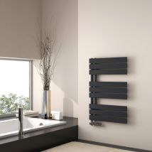 Calentador de toallas de agua caliente, 762 x 500 mm - Panel plano, negro mate - Emke