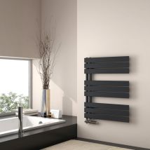 Emke - Calentador de toallas de agua caliente, 762 x 600 mm - Panel plano, negro mate