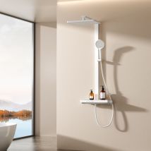 Emke - Colonne de douche thermostatique, Douche à effet pluie 36 x 24 cm avec robinetterie, Système de douche avec tablette en verre de 40 cm et