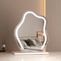 Emke - Cosmetic Hollywood Vanity Mirror with 3 Colours led Variable Light 360° Rotation Irregular Makeup Mirror, 45x55cm White