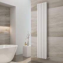 Double Designer Vertical Oval Column Radiator Flat Panel Heating Radiator White 180x35cm - Emke