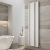 Double Designer Vertical Oval Column Radiator Flat Panel Heating Radiator White 180x47cm - Emke