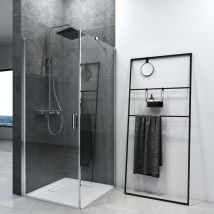 Emke - Eckeinstieg Duschkabine 75x75cm Duschabtrennung Pendeltür Duschwand Schwingtür Duschtür Mit Seitenwand Höhe 195cm