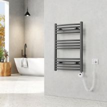 Elektrischer Badheizkörper Gebogen Badheizkörper Elektrisch mit Thermostat, Handtuchtrockner mit Heizstab,Anthrazit,75x50cm,292W - Emke