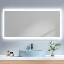 Emke - Espejo de baño con luz, espejo de baño con led iluminación, con interruptor mecánico y antivaho, 120 x 60 cm luz blanca y luz cálida