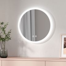 EMKE Espejo de baño con luz Espejo de baño redondo con interruptor táctil Antivaho Función de memoria Diámetro 50 cm Luz cálida / Blanco frío / Neutro