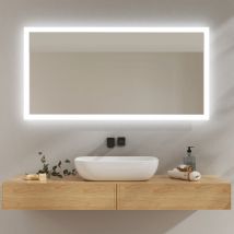 Emke - Espejos de baño con Interruptor de botón, Antivaho, Dos colores de luz 120x60 cm Luz Blanca fría/Cálida