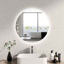 EMKE Espejos de baño redondo con retroiluminación LED, Interruptor táctil Antivaho Regulable - Diámetro 60cm Luz Blanca fría