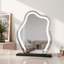 EMKE Hollywood Makeup Mirror with 3 Colours Variable Light 45x55cm 360° Rotating Irregular Light Up Mirror for Dressing Table