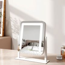 Emke - Hollywood Vanity Mirror with Lights Dressing Table Mirror with 7X Magnifier, 3 Color Lighting, Rotation and Memory Function, 30x23cm, White
