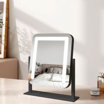 Emke - Hollywood Vanity Mirror with Lights Dressing Table Mirror with 7X Magnifier, 3 Color Lighting, Rotation and Memory Function, 30x23cm, Black
