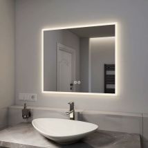EMKE Illuminated Backlit Bathroom Mirrors, Wall Mounted Light Up Bathroom Mirror with LED Lights, Anti-Fog Bathroom Vanity Mirror with Dimmable Touch
