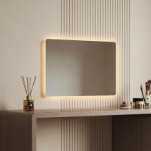 Emke Led Badspiegel 40x60cm Anti Fog Kaltweiß Warmweiß Horizontal Vertikal Montierbar Quadratisch Mechanischer Schalter