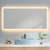 Led Badspiegel mit Beleuchtung Badezimmerspiegel Wandspiegel, Modell c, 120x60cm, Warmweißes Licht - Emke