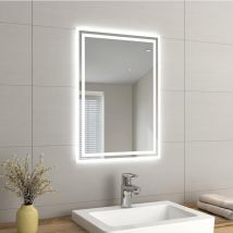 EMKE LED Illuminated Bathroom Mirror with Light 50x70cm Touch Switch + Anti-Fog + Adjustable Color