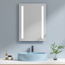 Miroir lumineux salle de bain 50x70cm Miroir led, Miroir avec éclairage Lumière Blanche Froide - Emke
