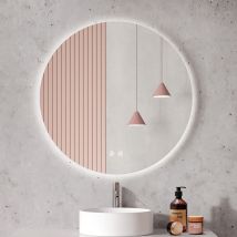 Miroir lumineux de salle de bain Rond rétro-éclairage sans cadre, avec Interrupteur tactile, Lumière blanche froide, lumière chaude, lumière neutre