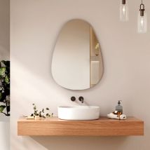 Miroir simple de salle de bain Asymétrique Miroir salle de bain sans cadre Miroir mural horizontal/vertical 60x80cm - Emke