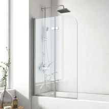 Pare de baignoire en 6 mm verre securit Paroi de douche pliable pour baignoire - Revêtement Nano facile à nettoyer - 120 x 140 cm - Emke