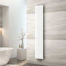 Radiador de agua caliente, radiador plano de una sola capa con conexión central, diseño de montaje vertical en pared, blanco, 180 x 30 cm - Emke