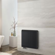 EMKE Radiateur eau chaude en acier, Radiateur à Eau Chaude Mural, Tube en forme de D, Anthracite 600x594mm 969W