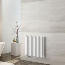 Radiateur eau chaude en acier, Radiateur à Eau Chaude Mural, Tube en forme de d, Blanc 600x594mm 969W - Emke