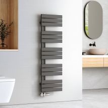 Sèche-serviettes à Eau Chaude Panneau Plat, Sèche-serviettes connexion latérale pour, Anthracite 1320x400mm 570Watts - Emke