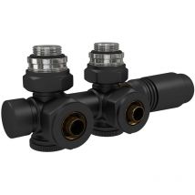 Robinet de Radiateur, Robinetterie d'Angle, Robinet Thermostatique pour Radiateur, Kit Multibloc pour Radiateur avec Contrôleur de Température (Noir)