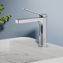 Emke - Robinet Salle de Bain, Robinet de lave-mains, avec Aérateur et Flexibles de 90 mm, Laiton, Cartouche Céramique, Chromé